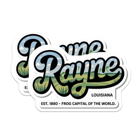 (2 Pack) Rayne Louisiana Magnets - Frog Capital of the World - Vintage Est 1880-5 Inches On Longest Side - Thick Durable Magnet - Made in USA - MAG19225