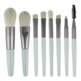 thumbnail image 1 of Nvzi Juego de brochas de maquillaje en miniatura, 8 piezas, kit de brochas de maquillaje para viajes, brochas cosméticas para rostro, base, rubor, sombra de ojos (verde), 1 of 3