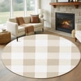 thumbnail image 2 of Beige Plaid Round Area Rug 5ft Washable Large Round Rug for Living Room, Soft Non-Slip Circle Rugs for Dining Room, Spring Summer Farmhouse Buffalo Checkered Floor Carpet for Bedroom Entryway Office, 2 of 7