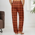 thumbnail image 4 of Men Pajama Pants Plaid Stretch Comfy Lounge Pants Drawstring Waist Sleep Bottoms with Pockets Halloween Christmas Loose Fit Pj Bottoms (1-Orange, XX-Large), 4 of 6