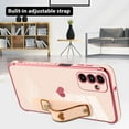 thumbnail image 4 of Designed for Samsung Galaxy A13 5G Case with Strap Luxury Love Heart Plating Gold Bumper Phone Cover Wristband Kickstand Full Body Protective Slim Case for Women - Pink, 4 of 9