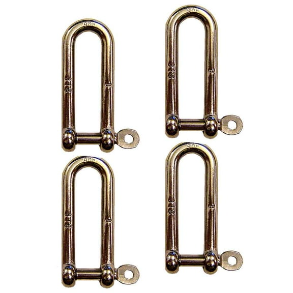 1/4" Captive Pin Long D Shackle Stainless Steel - 4 Pack