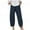 Navy, variant on Plus Size Pants for Women Casual Cotton Linen Long Lounge Pants High Waist Pants with Pockets Wide Leg Trousers