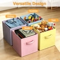 thumbnail image 3 of Kisportee 11" Collapsible Cube Fabric Storage Bins, 6 Pack Foldable Collapsible Cube Organization with Handle for Shelves and Cubby Organizers, Multicolor, 3 of 9