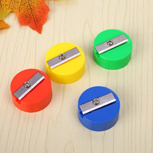 OUNONA 100Pcs Manual Pencil Sharpener Plastic Round Design Assorted Supplies