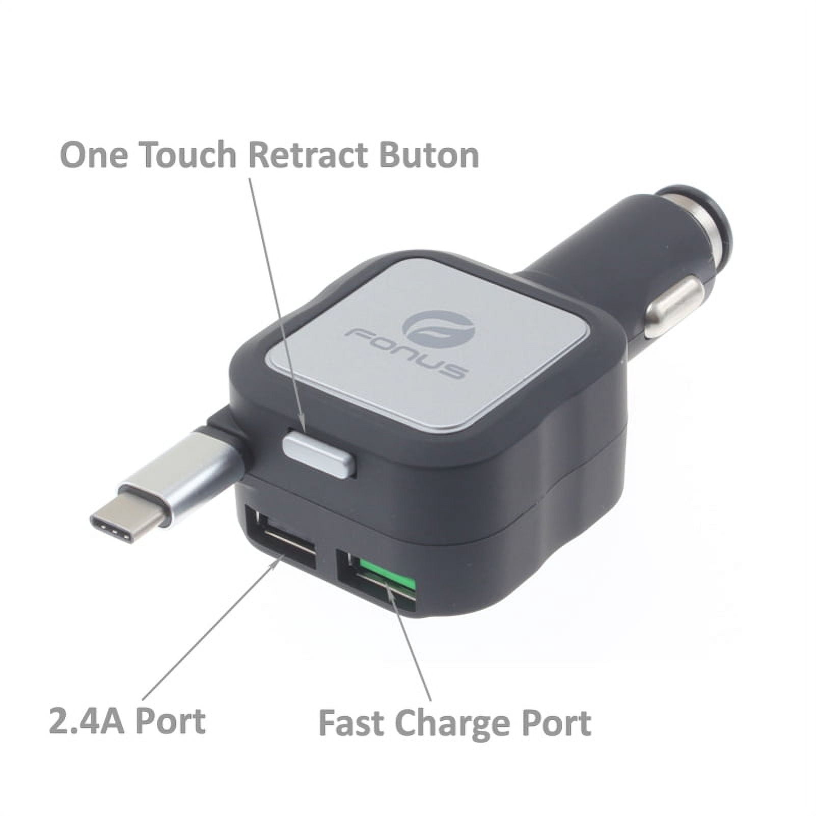 Car Charger Retractable 4.8Amp Type-C 2-Port USB Fast Charge L3Q for Samsung Galaxy Tab S6 10.5 S5e 10.5 S4 10.5 A 10.1 (2019) S9 Plus, S8 Plus, active S10e S10 Plus 5G Note 9 8 10 Plus Fold