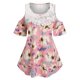 thumbnail image 1 of Talla grande Hombro frío Encaje Inserte Blusa de impresión floral Rosegal  Blusas Tallas Grandes, 1 of 5