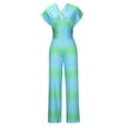 thumbnail image 5 of safuny Women's Jumpsuit Sleeveless Suspenders V Neck Split Jumpsuit Fashion Full Trousers Jumpsuit for Lady Wife Daughter Girlfriend Gradient Color Comfy Lounge Casual Blue XXL, 5 of 8