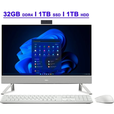 Dell Inspiron 5000 5410 24 Premium All-in-One Desktop 23.8" FHD AIT Touchscreen Display 12th Generation Intel 10-Core i5-1235U 32GB DDR4 1TB SSD + 1TB HDD USB-C HDMI FHD Camera Win11 Silver