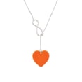 thumbnail image 2 of Delight Jewelry Acrylic 1" Orange Heart Silver tone Elegant Infinity Lariat Necklace, 2 of 4