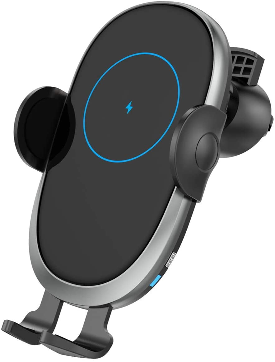 Wireless Charger Car Charging pad Fast C6 Wireless Mirror Design High Efficiency ABS Auto-Clamping Wireless Car Charger for Car Car Phone Holder Mount Charger