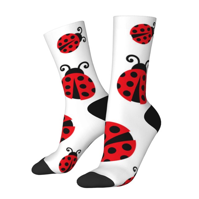 Fotbe Fly Flying Ladybug Calcetas Largas con Estampado para Hombre y Mujer – Calcetas de Compresión Transpirables y Elásticas, Viajar y Uso Diario Talla 5-11