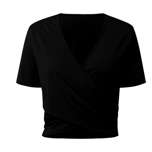 Landzoo Women'S Tops Solid Color 1/4 Sleeve V-Neck Shirt Summer Comfortable Women T Shirt Size L Black