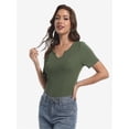thumbnail image 2 of Womens Tops Crew Neck Summer Short Sleeve Casual Slim Fitted Tshirt, 2 of 6