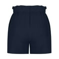 thumbnail image 5 of Denim Shorts Women Linen Shorts for Women, Summer Casual Wide Leg Short Pants with Pockets, Loose High Waist Drawstring Dressy Beach Shorts Navy S, 5 of 6