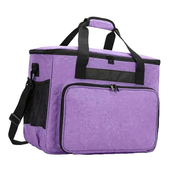 Large Capacity Outdoor Handbag, Portable Sewing Supplies Storage Bag with Handle, Tool Organizer with Multiple Pockets, Purple Rolling Cosmetic Case