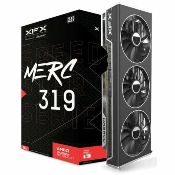 XFX Speedster MERC319 RX 7800 XT Tarjeta gráfica para juegos negra 16GB GDDR6 HDMI 3xDP, AMD RDNA 3 RX-78TMERCB9