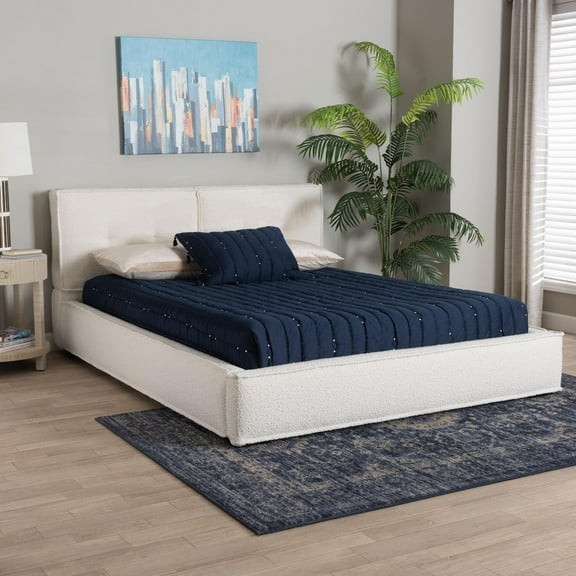 Baxton Studio Laverick Modern Platform Bed, Queen, Cream