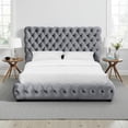 thumbnail image 5 of Benjara James Queen Size Bed- Platform Style- Button Tufted Gray Velvet, 5 of 6