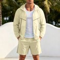 thumbnail image 2 of JFOPQVSM Men’s Tracksuit Sweatsuits Full Zip Long Sleeve Hooded Jacket and Shorts Athletic Casual Workout 2 Piece Set Two Piece Vacation Outfits for Men, 2 of 4