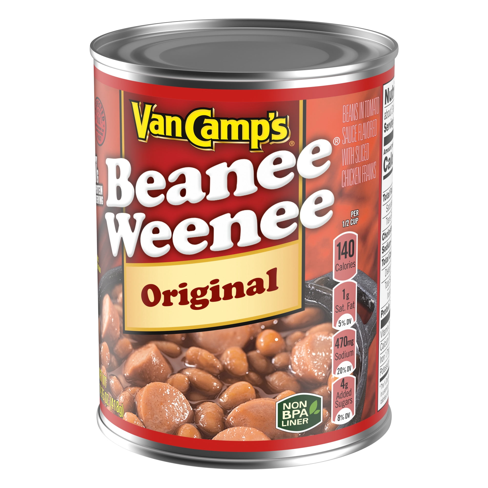 (6 pack) Van Camp's Original Beanee Weenee, 7g Protein Per Serving, Canned Food, 14.75 oz. Can
