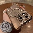 thumbnail image 2 of Bling Glitter Rhinestone Magnetic Wireless Charge Case for iPhone 16 15 14 13 12 11 Pro Max Plus Shockproof Pink Jewelled Cover black For iPhone 14 Plus, 2 of 6