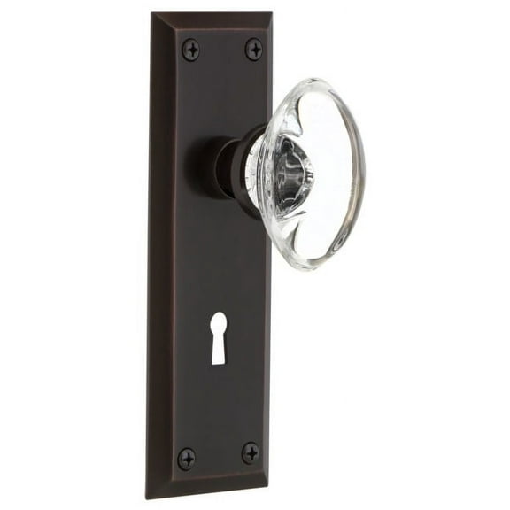 Nostalgic Warehouse Nykocc_Sd_Kh Oval Clear Crystal Solid Brass Single Dummy Door Knob -