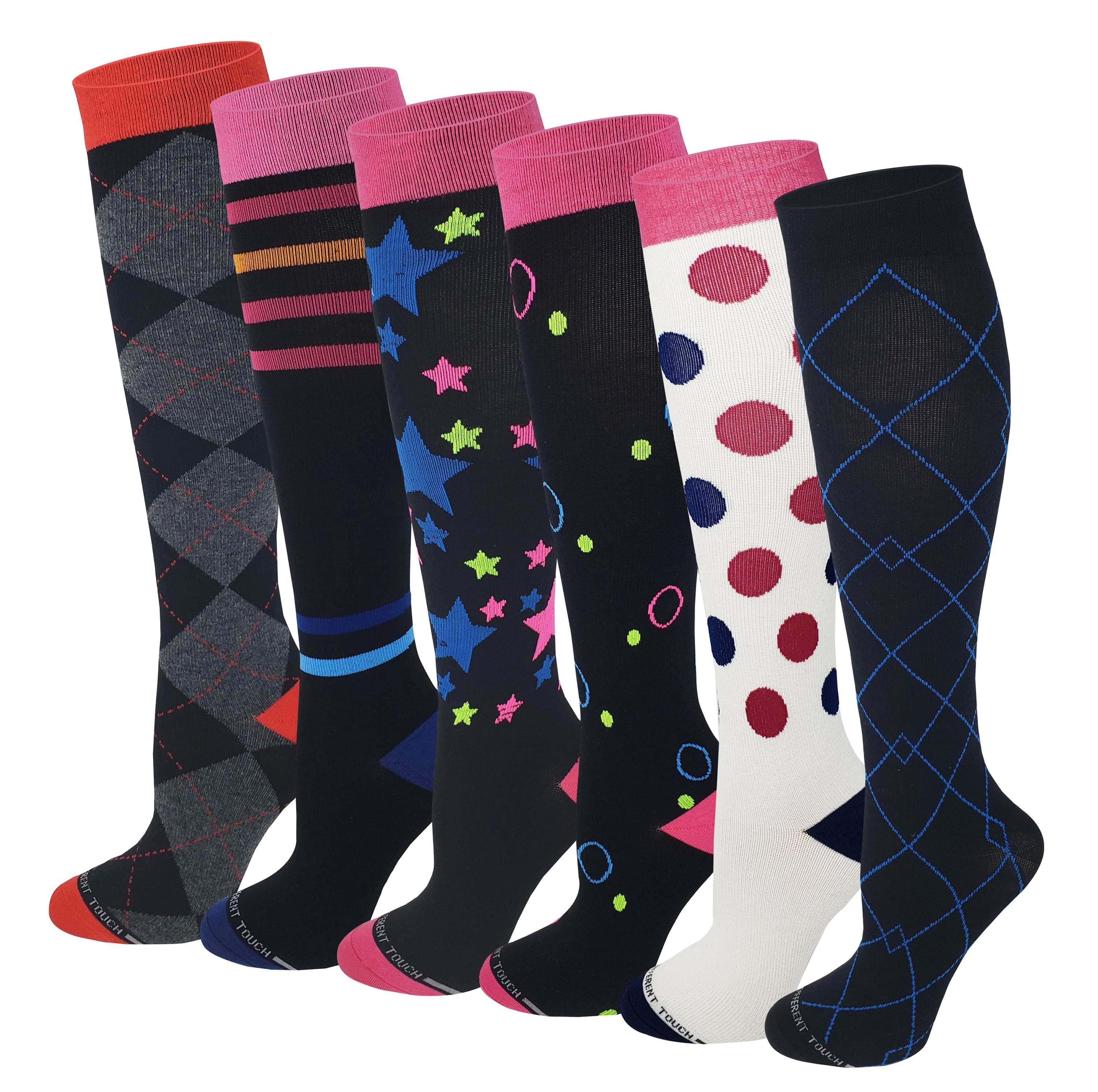 Different touch 6 Pairs Compression Socks for Women Moderate 1520 mmHg