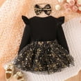 thumbnail image 5 of Bibifish Baby Girls 3 Piece 1st Birthday Set Black Bodysuit With MY 1ST Gold Print With Tutu Skirt And Headband Sparkly Star Soft Baby Wear Celebration Cute Outfit, 5 of 9