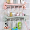 thumbnail image 2 of Amerteer Shower Caddy with 6 Hooks for Hanging Razor and Sponge Adhesive Shower Shelf Storage Kitchen Rack Storage Organizer No Drilling for Shampoo Conditioner Bathroom Kitchen, 2 of 8