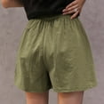 thumbnail image 4 of up to 60% off Gifts Usmixi Shorts for Women Summer Casual Solid Elastic Waist Loose Straight Short Pants Breathable Cotton Linen Leisure Pocket Shorts Army Green l, 4 of 4