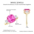 thumbnail image 6 of Rosec Jewels Lab Grown Pink Sapphire Solitaire Ring with Moissanite - 10 mm - AAAA Grade, 10K Yellow Gold, US 8.50, 6 of 7