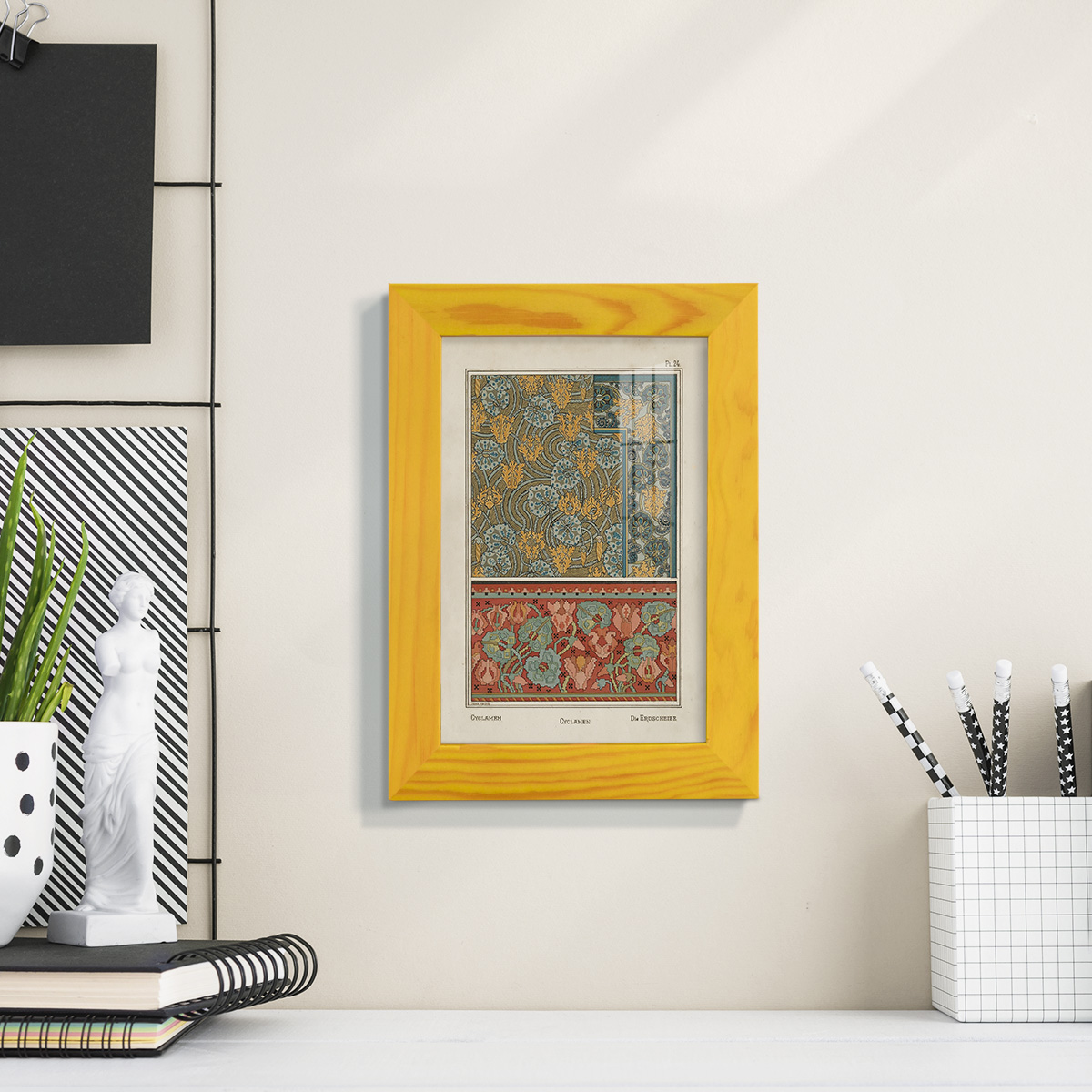 Nouveau Decorative I - Framed Print w/glass - Sunflower Yellow
