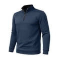thumbnail image 5 of TOUMENY Men Zip Up Sweater High Neck Long Sleeve Solid Casual Comfy Slim Fit Pullover Fashion Knit Fall Winter Layer Tops Jacket Blue S, 5 of 7