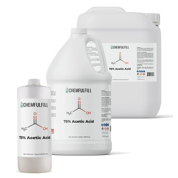 Chemfulfill 75% Acetic Acid - 75% Pure Ethanoic Acid (Acetic Acid) (Pint (16 fl oz))