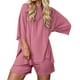 thumbnail image 1 of Conjunto deportivo para mujer: camiseta de cuello redondo y pantalones cortos deportivos. Poliéster transpirable. Lavable a máquina. Primavera/verano. XS-XXXXL., 1 of 8
