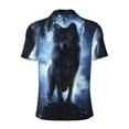thumbnail image 4 of Rocae Night Scene of Wolves for Men's Short Sleeve Polo Shirt, Quick Drying Performance Moisture Wicking Sports Men's Golf Shirt 3X-Large, 4 of 9