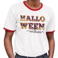 thumbnail image 2 of Halloween Vibes Ringer Tee Shirt Unisex Small White/Red, 2 of 5