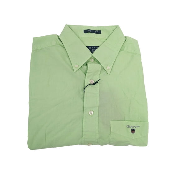 GANT Men's Pale Jasmine Solid Poplin Short Sleeve Button Down Shirt Size M