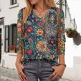 thumbnail image 2 of Towmus Blouses for Women Henley 3/4 Sleeve Shirts Dressy Casual Fall Tops Work Blouses, 2 of 5