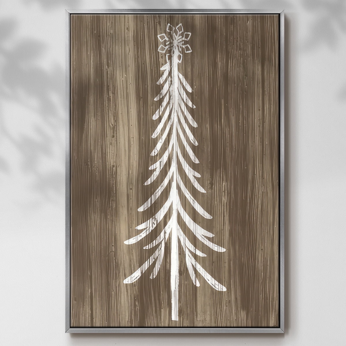 Barnwood Wonderland IX - Framed Gallery Wrapped Holiday Canvas - 25 x 37 - Silver Frame