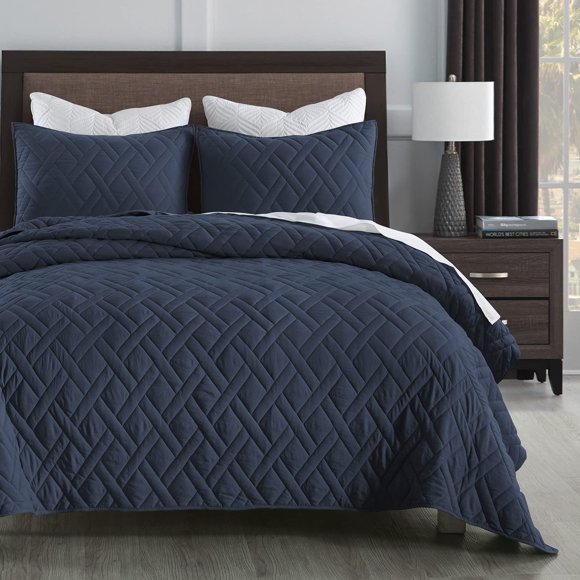 HORIMOTE HOME Ensemble de Courtepointe Format Grand Bleu Marine, Cla