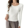 thumbnail image 2 of aidice Women Basic Layer Tops Tees Long Sleeve Shirt Crewneck Pullover Stretch Comfy Plain Tshirts, 2 of 5
