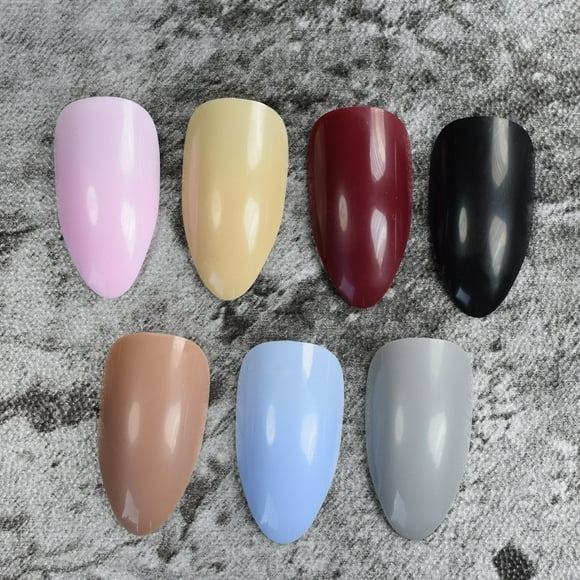 Stilettos Point Shape False Nail Khaki Pink Black Brown Blue Bordeaux Full Cover Acrylic Sharp Stiletto Fake Nails