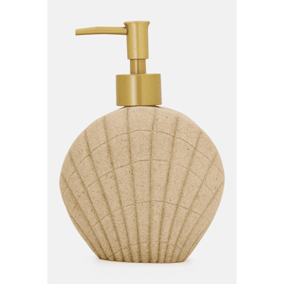 Bath Bliss Coastal Resin Sculpted Seashell Hand Soap Dispenser, Pump Bottle, Beige