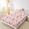 thumbnail image 3 of Erosebridal Cute Dinosaur Wild Dino Full Size Sheets For Girl Kids,Outer Space Planet Rocket Bed Sheets,Pink White 4pcs, 3 of 6