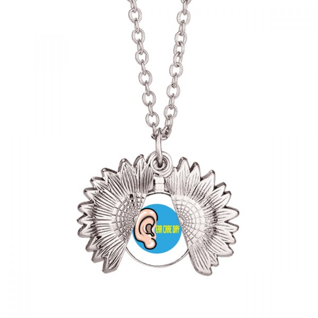 Memorial aniversario cuidado del oido proteger Collar de girasol collar collar collar colgante