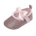 thumbnail image 2 of CHUOU Toddler Kids Girls Soild Colour Bowknot Princress Shoes Soft Sole The Floor Barefoot Non First Walkers Prewalker Shoes, 2 of 5
