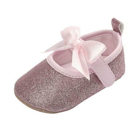 

Baby Shoes Kids Girls Soild Colour Bowknot Princress Shoes Soft Sole The Floor Barefoot Non Slip First Prewalker Shoes Baby Girl Shoes Pink 6