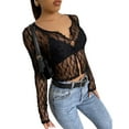 thumbnail image 3 of Fortune Cardigan en Dentelle Transparente pour Femmes, Été, Manches Longues, Col Rond, Boutonné, 3 of 4